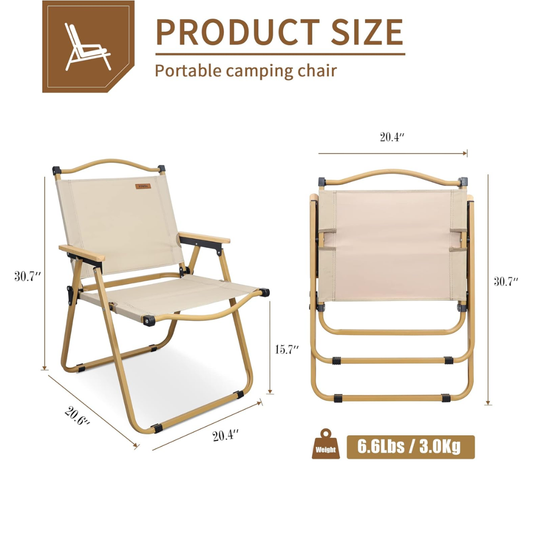 Folding Chair Camping Chairs for Adults Wood Armrest Black