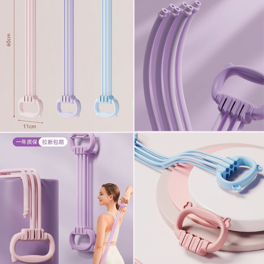 6-Tube Elastic Resistance Band Sit-Up Pull Rope – Multi-Function Resistance Band Resistance Tube