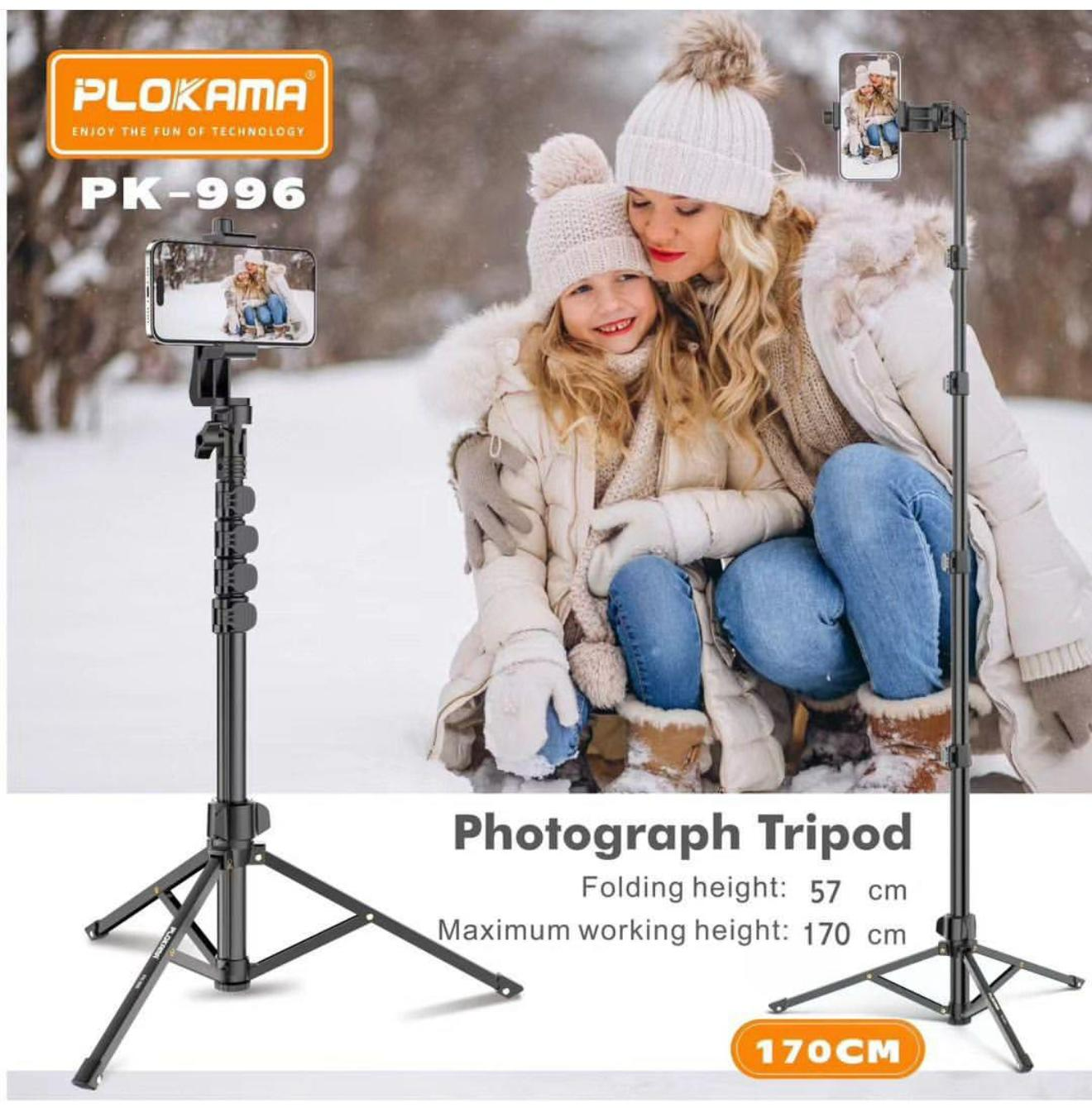 PLOKAMA PK996 Multifunctional Bluetooth Tripod with Remote 5.5F PK996