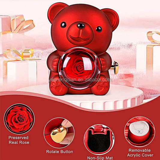 Eternal Rose Bear Box With Necklace