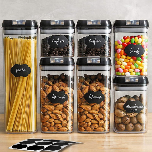 7 Pieces Container Set Airtight Food Storage with 8 Labels & Chalk Marker