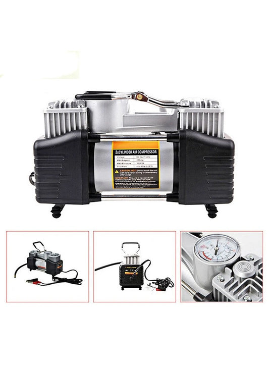 Portable Air Compressor Pump Tire Inflator with Digital Gauge, Heavy Duty Double Cylinder 12V Tire Pump 150 PSI with Tire Repair Kit MK-718
