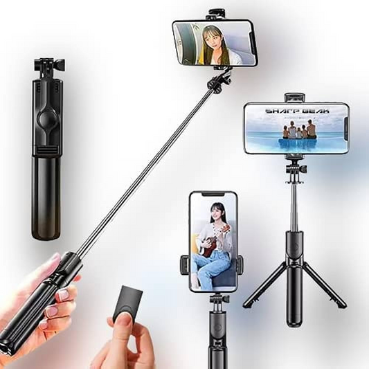 R1 Selfie Stick, Extendable Selfie Stick with Tripod Stand and Detachable Wireless Bluetooth Remote