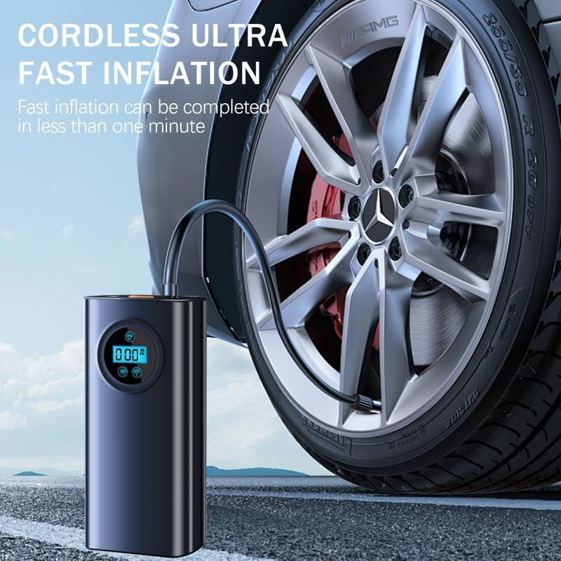 Adjustable Portable Compressor Tire Inflator with LCD Display