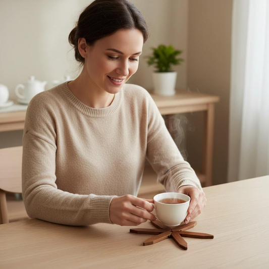 Walnut  Wooden Tree Table Mat,Foldable Trivets