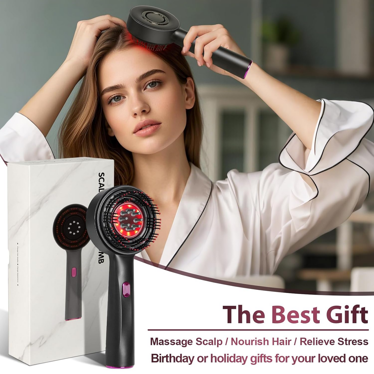 Laser Therapy Hair Growth Comb – Electric Scalp Massager & Hair Oil Applicator Waterproof