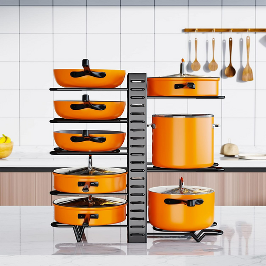 Pots and Pans Organizer Rack for Kitchen Storage Larger