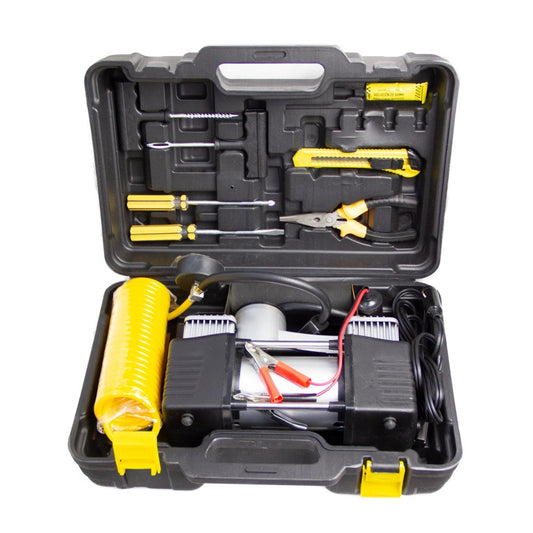 Portable Air Compressor Pump Tire Inflator with Digital Gauge, Heavy Duty Double Cylinder 12V Tire Pump 150 PSI with Tire Repair Kit MK-718