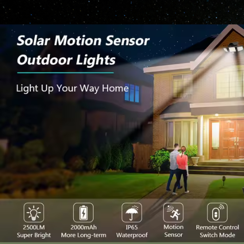 Solar Garden Wall Lights 108 LED 2 Head Motion Sensing Technology