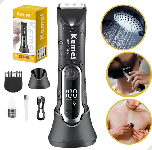 Waterproof Body Groomer With Skin Friendly Blades Kemei Hair Trimmer KM-1840