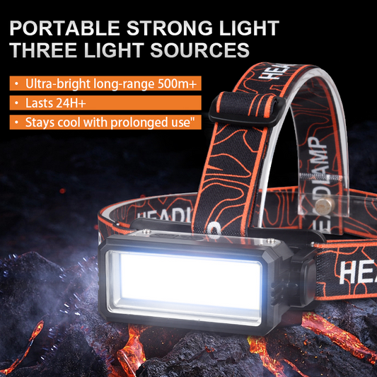 Coba Portable Flashlight Powerful Rechargeable Head lamp with Built-in Battery