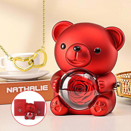 Eternal Rose Bear Box With Necklace