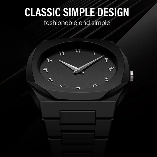 Bold Black Watch Arabic Dial Quartz