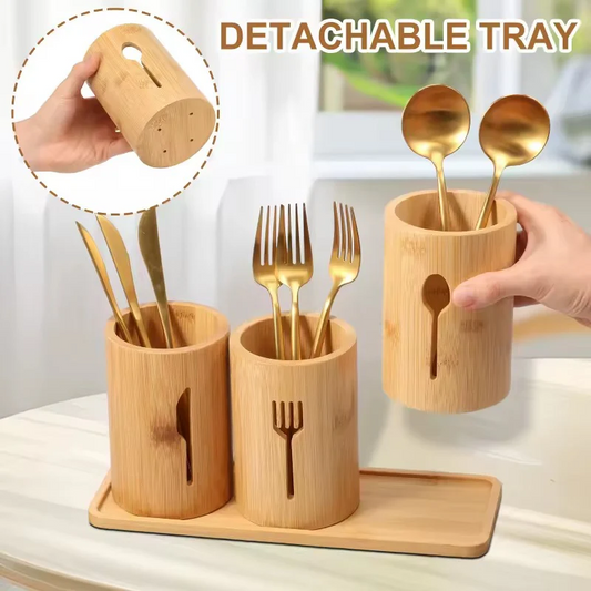Bamboo Organiser Multi-Slot Utensil