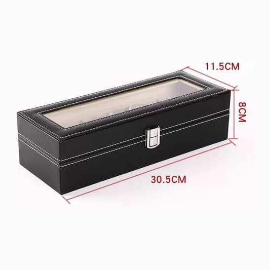 Watch Organizer 6 slot and Accessories Premium Leather and Clear Cover Gift
