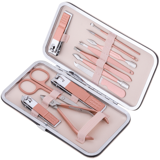 PINK Manicure Set Nail Clippers Tools Household 18Pcs , Tool Kit for Men and Women