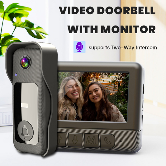 Visual smart doorbell with 4.3-inch color display, 0.3 megapixel camera for home security X8