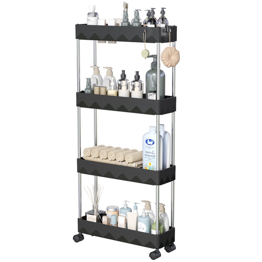 4 Tier Slim Rolling Storage Cart, Bathroom Storage Organizer,