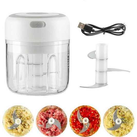 Mini Electric Garlic Chopper – USB Charging, Sharp Stainless Steel Blades