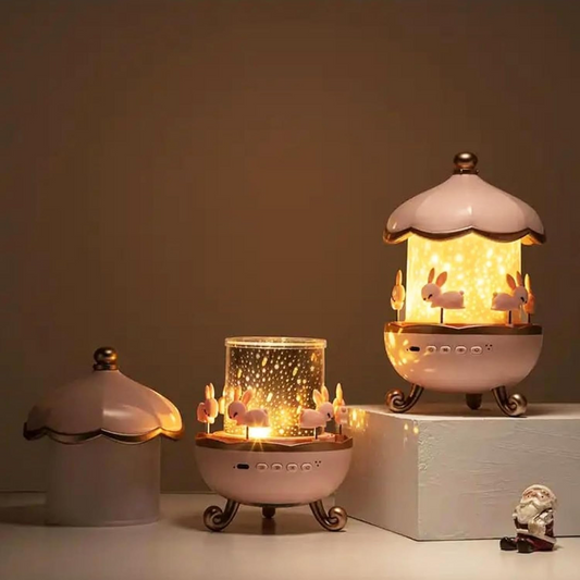 Magical Rotating Bunny Carousel Night Light Projector