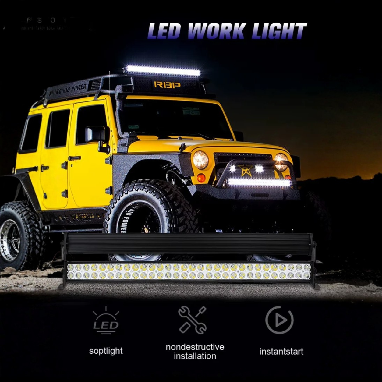 OffRoad Dual-Row Car LED Work Light Bar  Cool White IP67 Waterproof